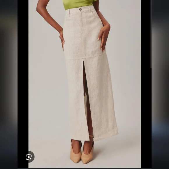 Reformation Beige Maxi Skirt with Front Slit Maxi